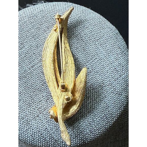 Vintage Brushed Gold Tone Abstract Brooch Textured Art To Wear Career Modernist - Picture 3 of 6